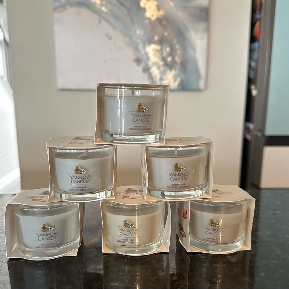 NEW Yankee Candle Woodland Weekend Memories Mini Candles Lot of 6 filled votive